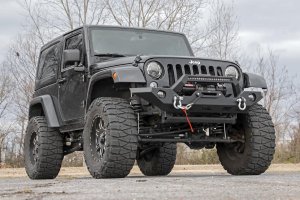 Jeep Wrangler Front Bumper - Rough Country - Sport | OE Fog | Full Width LED Winch Bumper - '07-'10 Jeep Wrangler Front Bumper - Rough Country - Sport | OE Fog | Full Width LED Winch Bumper - '07-'10